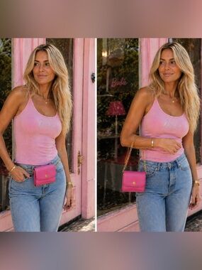 Chanel Vintage Raspberry Pink Mini Wallet on Chain | Convertible Waist Bag